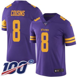 vikings #8 kirk cousins purple youth stitched nfl limited rush 100th season wholesale jersey