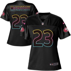 49ers #23 Christian McCaffrey Black Women's NFL Fashion Game Jersey