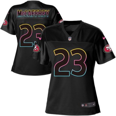 49ers #23 Christian McCaffrey Black Women's NFL Fashion Game Jersey