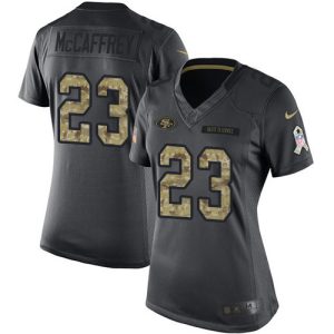 49ers #23 Christian McCaffrey Black Women's Stitched NFL Limited 2016 Salute to Service Jersey
