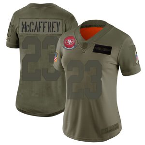 49ers #23 christian mccaffrey camo women's stitched nfl limited 2019 salute to service wholesale jersey