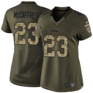 49ers #23 Christian McCaffrey Green Women's Stitched NFL Limited 2015 Salute To Service Jersey