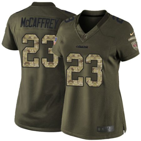 49ers #23 Christian McCaffrey Green Women's Stitched NFL Limited 2015 Salute To Service Jersey