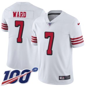 49ers #7 charvarius ward white rush youth stitched nfl limited 100th season wholesale jersey