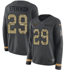 bears #29 tyrique stevenson anthracite salute to service women's stitched nfl limited therma long sleeve wholesale jersey