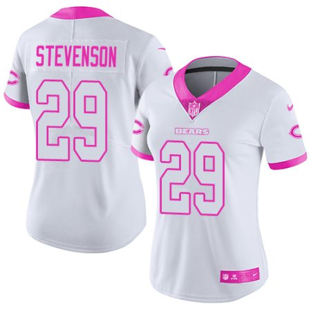 cheap Bears #29 Tyrique Stevenson White/Pink Women's Stitched NFL Limited Rush Fashion Jersey