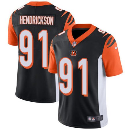 bengals #91 trey hendrickson black team color youth stitched nfl vapor untouchable limited wholesale jersey