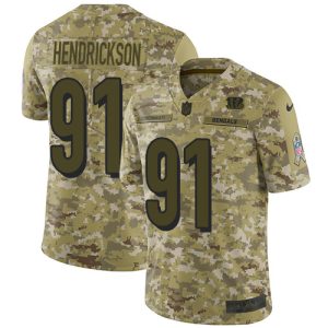 wholesale Bengals #91 Trey Hendrickson Camo Youth Stitched NFL Limited 2018 Salute To Service Jersey