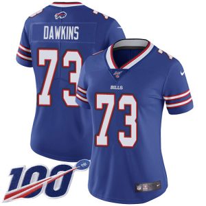 wholesale Bills #73 Dion Dawkins Royal Blue Team Color Women's Stitched NFL 100th Season Vapor Untouchable Limited Jersey