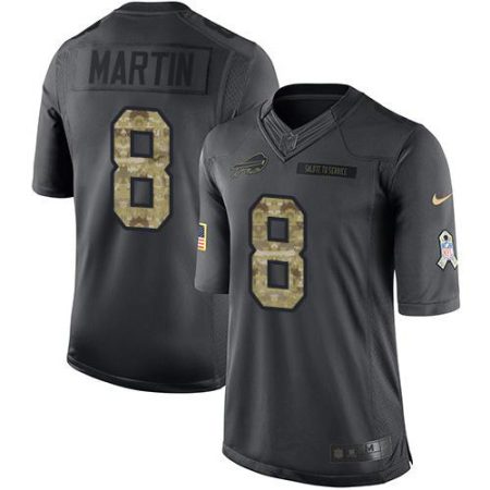 Bills #8 Sam Martin Black Youth Stitched NFL Limited 2016 Salute to Service Jersey