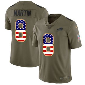 wholesale Bills #8 Sam Martin Olive/USA Flag Youth Stitched NFL Limited 2017 Salute To Service Jersey