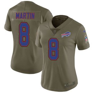 Bills #8 Sam Martin Olive Women's Stitched NFL Limited 2017 Salute To Service Jersey