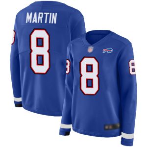 bills #8 sam martin royal blue team color women's stitched nfl limited therma long sleeve cheap jersey