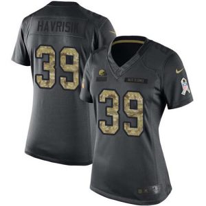 browns #39 lucas havrisik black women's stitched nfl limited 2016 salute to service wholesale jersey