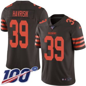 Browns #39 Lucas Havrisik Brown Team Color Youth Stitched NFL 100th Season Vapor Untouchable Limited Jersey
