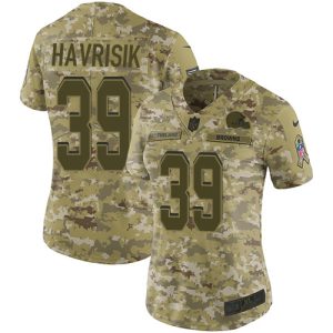 browns #39 lucas havrisik camo women's stitched nfl limited 2018 salute to service cheap jersey