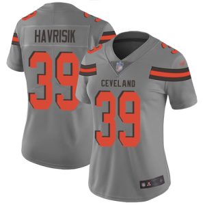 Browns #39 Lucas Havrisik Gray Women's Stitched NFL Limited Inverted Legend Jersey