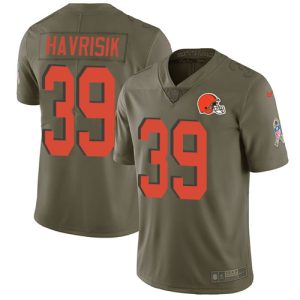 Browns #39 Lucas Havrisik Olive Youth Stitched NFL Limited 2017 Salute To Service Jersey