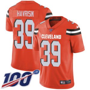 Browns #39 Lucas Havrisik Orange Alternate Youth Stitched NFL 100th Season Vapor Untouchable Limited Jersey
