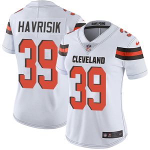 Browns #39 Lucas Havrisik White Women's Stitched NFL Vapor Untouchable Limited Jersey