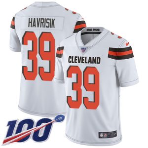 browns #39 lucas havrisik white youth stitched nfl 100th season vapor untouchable limited cheap jersey