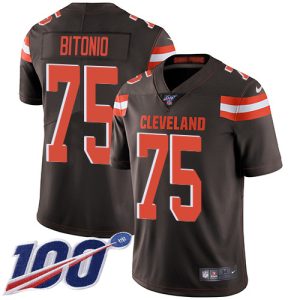 browns #75 joel bitonio brown team color youth stitched nfl 100th season vapor untouchable limited wholesale jersey