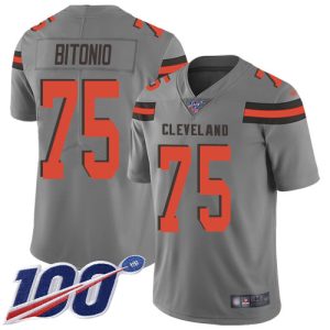 Browns #75 Joel Bitonio Gray Youth Stitched NFL Limited Inverted Legend 100th Season Jersey