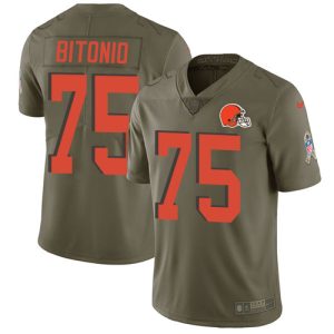 Browns #75 Joel Bitonio Olive Youth Stitched NFL Limited 2017 Salute To Service Jersey
