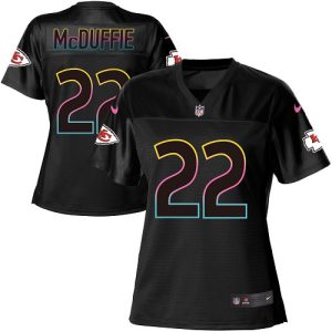 Chiefs #22 Trent McDuffie Black Women's NFL Fashion Game Jersey