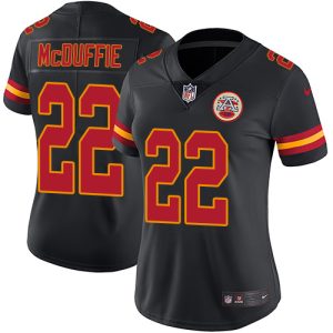 wholesale Chiefs #22 Trent McDuffie Black Women's Stitched NFL Limited Rush Jersey