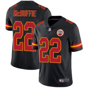 Chiefs #22 Trent McDuffie Black Youth Stitched NFL Limited Rush Jersey