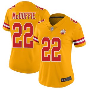 Chiefs #22 Trent McDuffie Gold Women's Stitched NFL Limited Inverted Legend Jersey