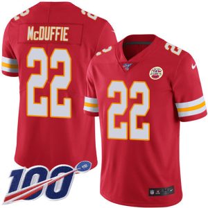 wholesale Chiefs #22 Trent McDuffie Red Team Color Youth Stitched NFL 100th Season Vapor Limited Jersey