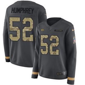 wholesale Chiefs #52 Creed Humphrey Anthracite Salute to Service Women's Stitched NFL Limited Therma Long Sleeve Jersey