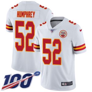 Chiefs #52 Creed Humphrey White Youth Stitched NFL 100th Season Vapor Limited Jersey