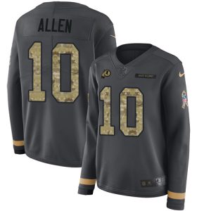 Commanders #10 Kazmeir Allen Anthracite Salute to Service Women's Stitched NFL Limited Therma Long Sleeve Jersey