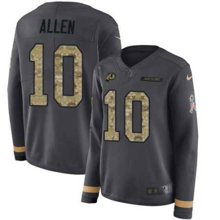 Commanders #10 Kazmeir Allen Anthracite Salute to Service Women's Stitched NFL Limited Therma Long Sleeve Jersey