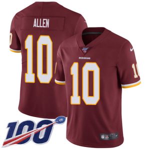 Commanders #10 Kazmeir Allen Burgundy Red Team Color Youth Stitched NFL 100th Season Vapor Limited Jersey