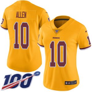 Commanders #10 Kazmeir Allen Gold Women's Stitched NFL Limited Rush 100th Season Jersey