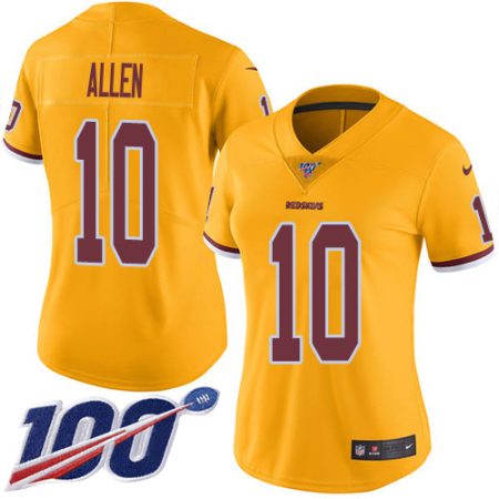 Commanders #10 Kazmeir Allen Gold Women's Stitched NFL Limited Rush 100th Season Jersey