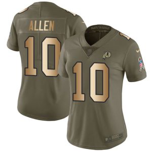 Commanders #10 Kazmeir Allen Olive/Gold Women's Stitched NFL Limited 2017 Salute to Service Jersey
