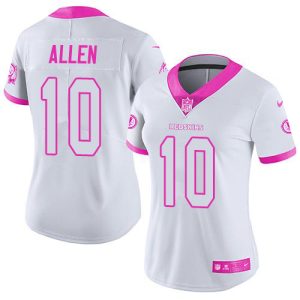 Commanders #10 Kazmeir Allen White/Pink Women's Stitched NFL Limited Rush Fashion Jersey