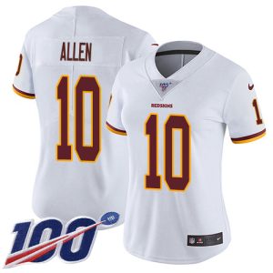 Commanders #10 Kazmeir Allen White Women's Stitched NFL 100th Season Vapor Limited Jersey