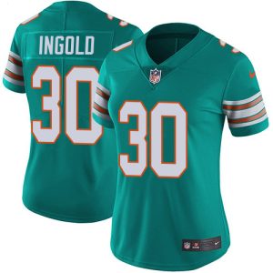 Dolphins #30 Alec Ingold Aqua Green Alternate Women's Stitched NFL Vapor Untouchable Limited Jersey