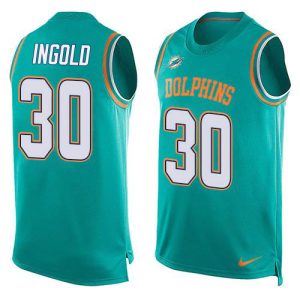 dolphins #30 alec ingold aqua green team color men's stitched nfl limited tank top wholesale jersey