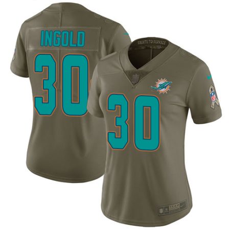 dolphins #30 alec ingold olive women's stitched nfl limited 2017 salute to service wholesale jersey