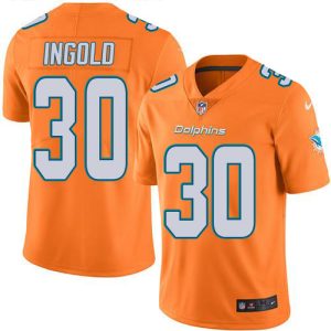 wholesale Dolphins #30 Alec Ingold Orange Youth Stitched NFL Limited Rush Jersey