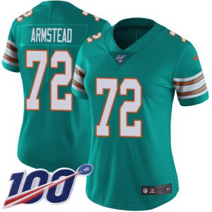 Dolphins #72 Terron Armstead Aqua Green Alternate Women's Stitched NFL 100th Season Vapor Untouchable Limited Jersey