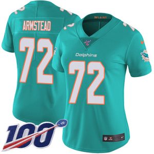 wholesale Dolphins #72 Terron Armstead Aqua Green Team Color Women's Stitched NFL 100th Season Vapor Untouchable Limited Jersey