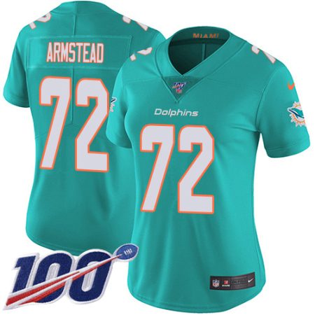 wholesale Dolphins #72 Terron Armstead Aqua Green Team Color Women's Stitched NFL 100th Season Vapor Untouchable Limited Jersey